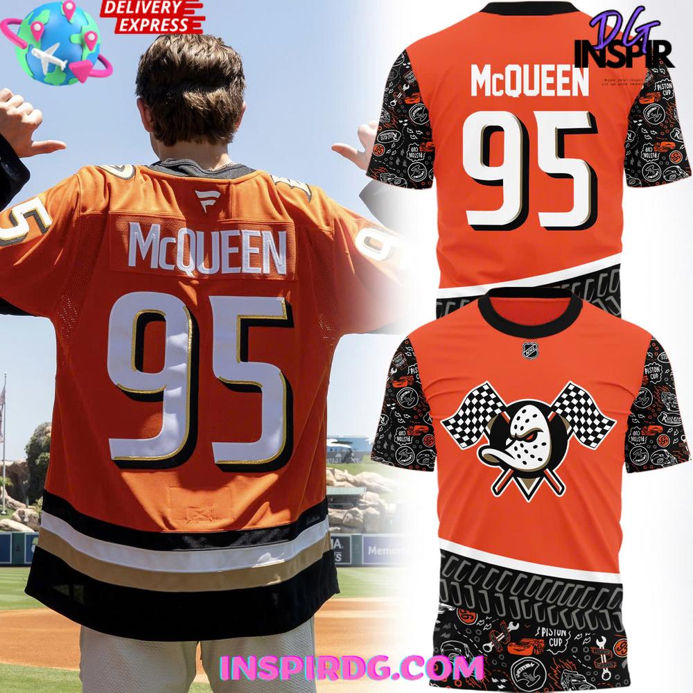 2025 Lightning Mcqueen X Anaheim Ducks Special T-Shirt