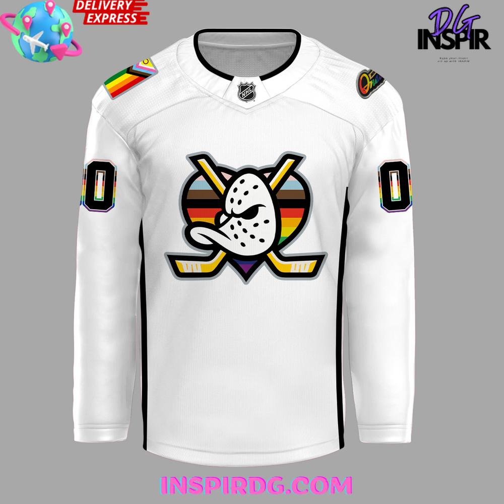 Anaheim Ducks Happy Pride Night 2025 White Hockey Jersey