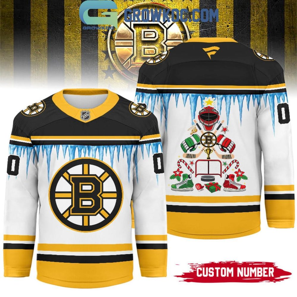 Boston Bruins Christmas Tree Custom Hockey Jersey