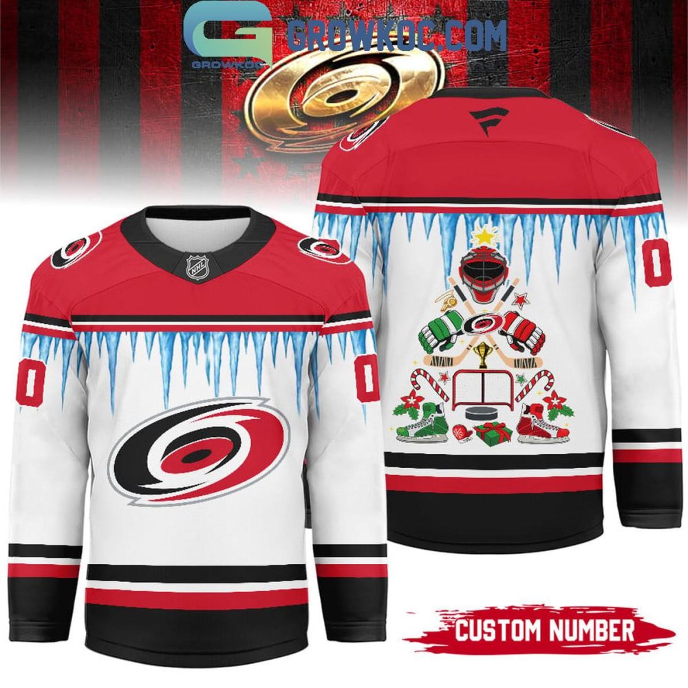Carolina Hurricanes Christmas Tree Custom Hockey Jersey