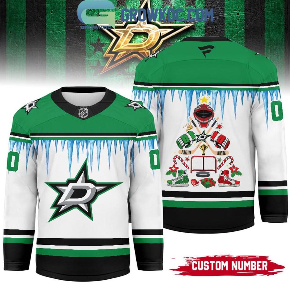 Dallas Stars Christmas Tree Custom Hockey Jersey