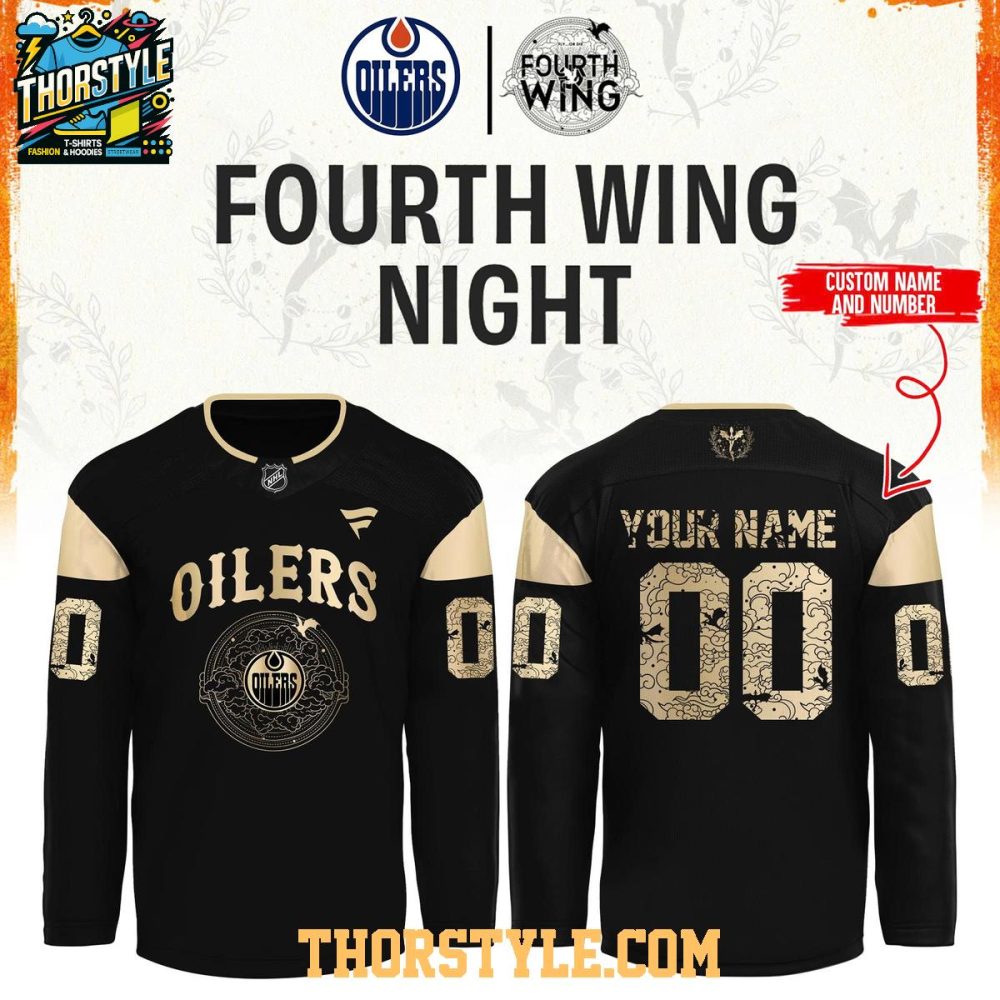 Edmonton Oilers Fourth Wings Night 2025 Dark Personalized Hockey Jersey