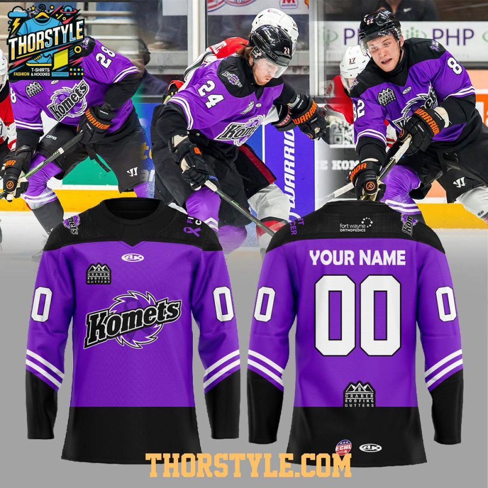 Fort Wayne Komets Cancer Night Replica 2026 Personalized Hockey Jersey