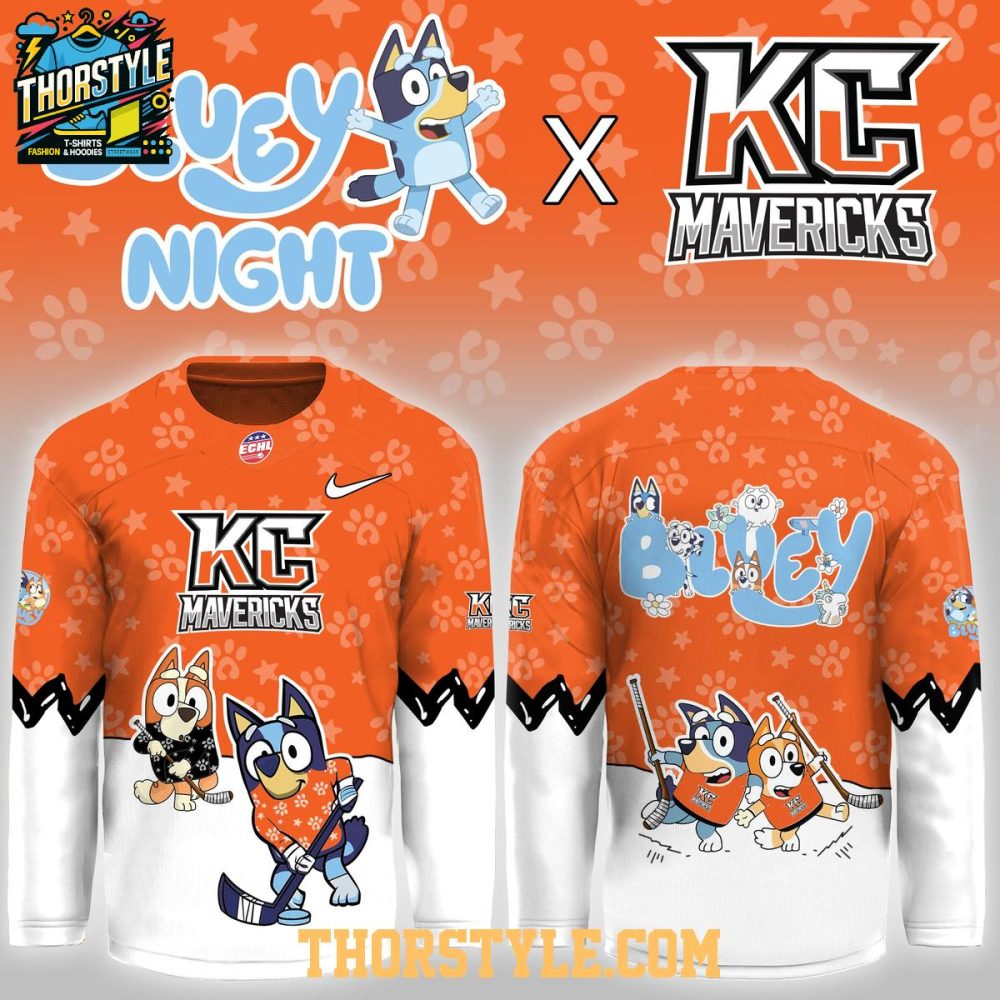 Kansas City Mavericks Bluey Night Game 2026 Personalized Hockey Jersey