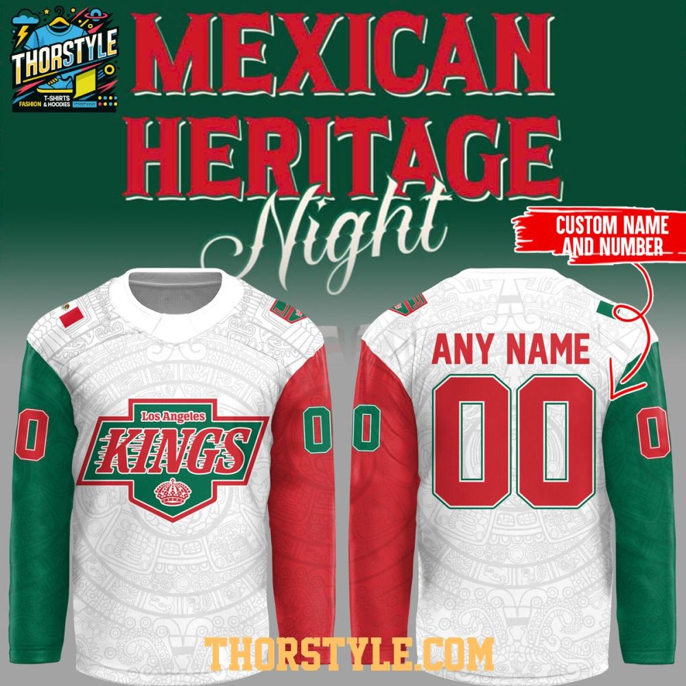 Los Angeles Kings Mexican Heritage 2025 Root Personalized Hockey Jersey