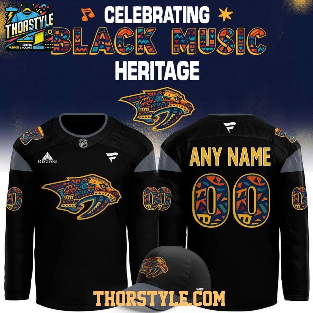Nashville Predators Black Music Heritage 2026 Night Personalized Hockey Jersey
