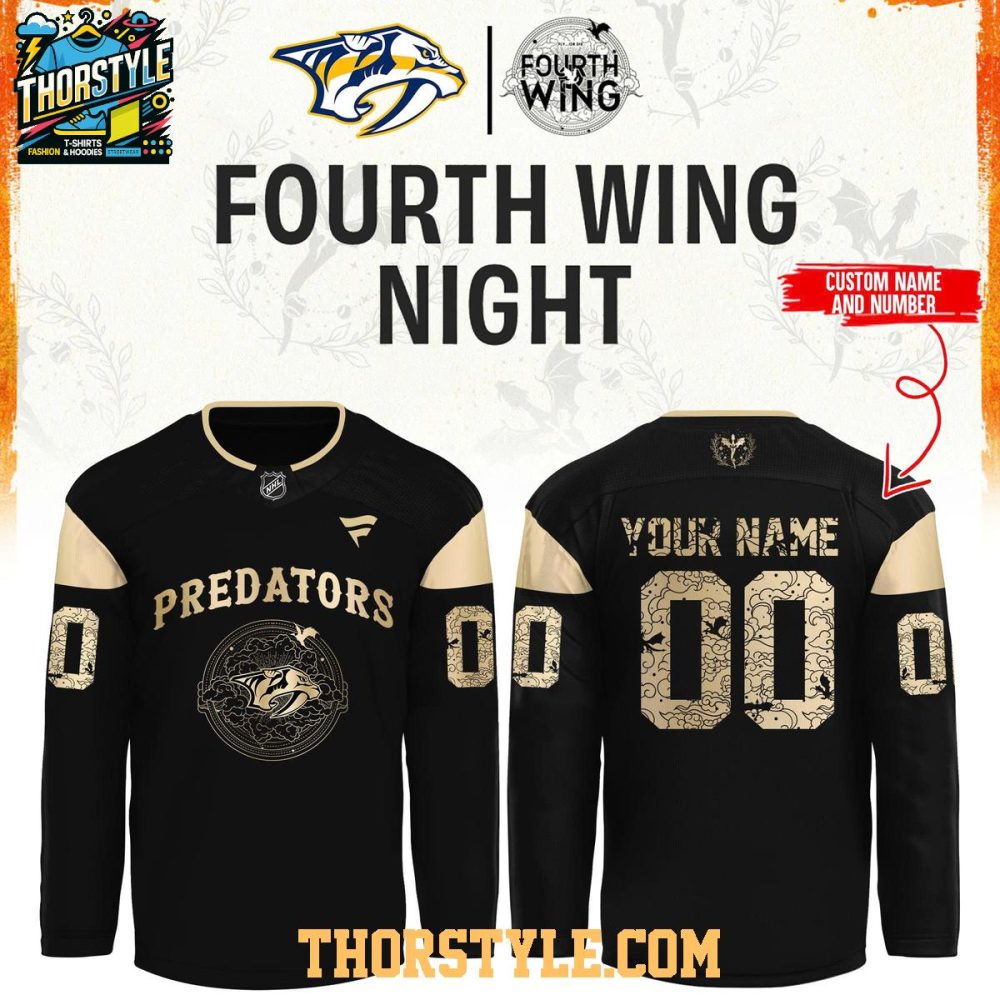 Nashville Predators Fourth Wings Night 2025 Dark Personalized Hockey Jersey