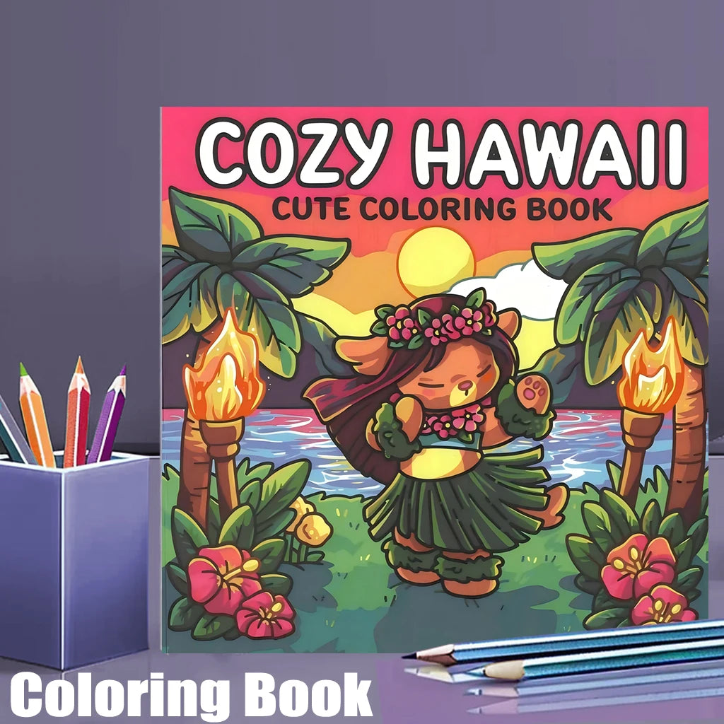 28 Pages Hawaii Style Coloring Book for Adult | Colouring Book, Drawing Supplies for Christmas, Thanksgiving