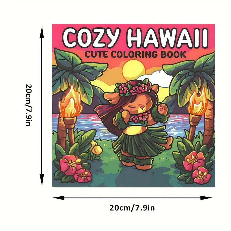 28 Pages Hawaii Style Coloring Book for Adult | Colouring Book, Drawing Supplies for Christmas, Thanksgiving