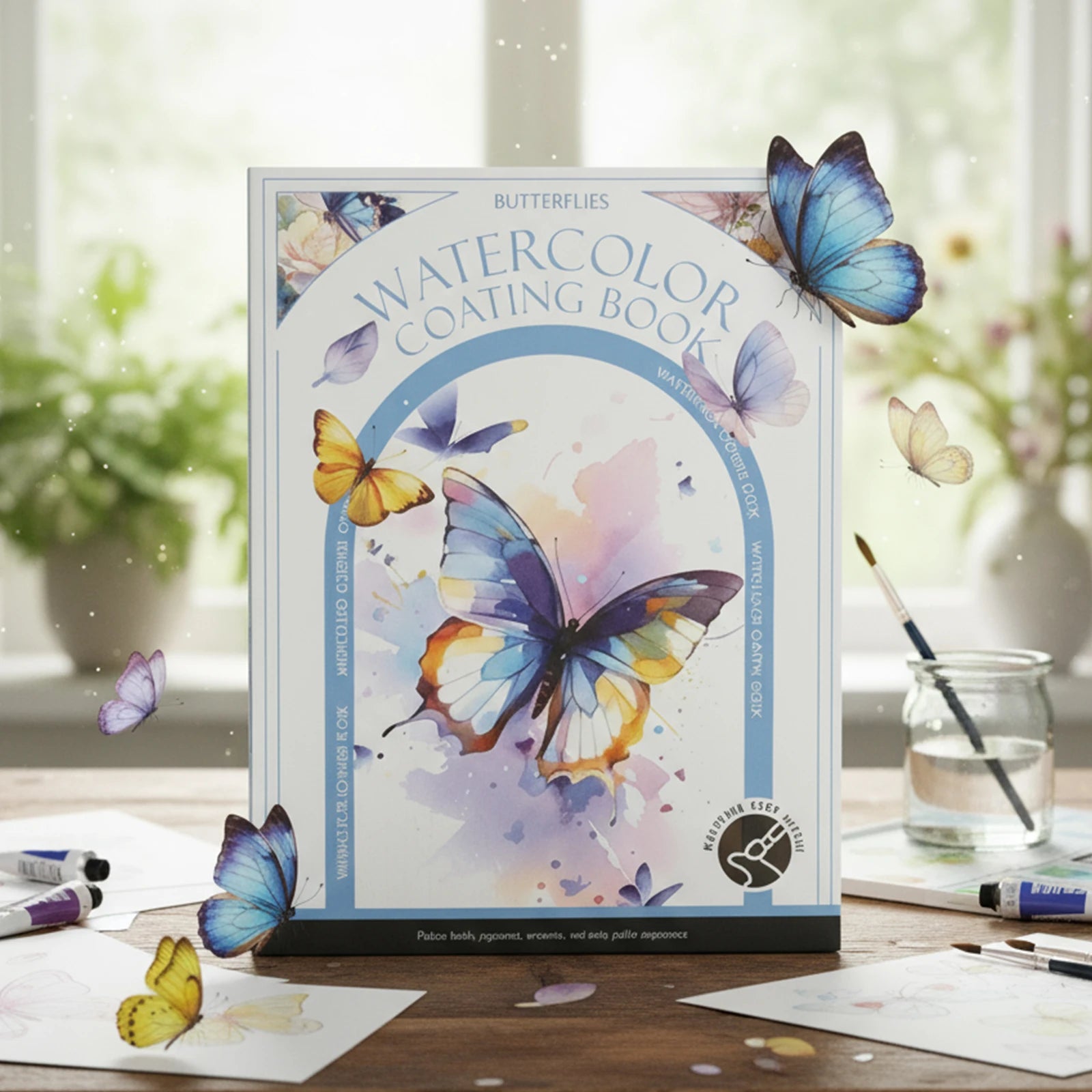 Watercolor Coloring Book Adults Water Color Paper Book Paint Set (Butterflies)