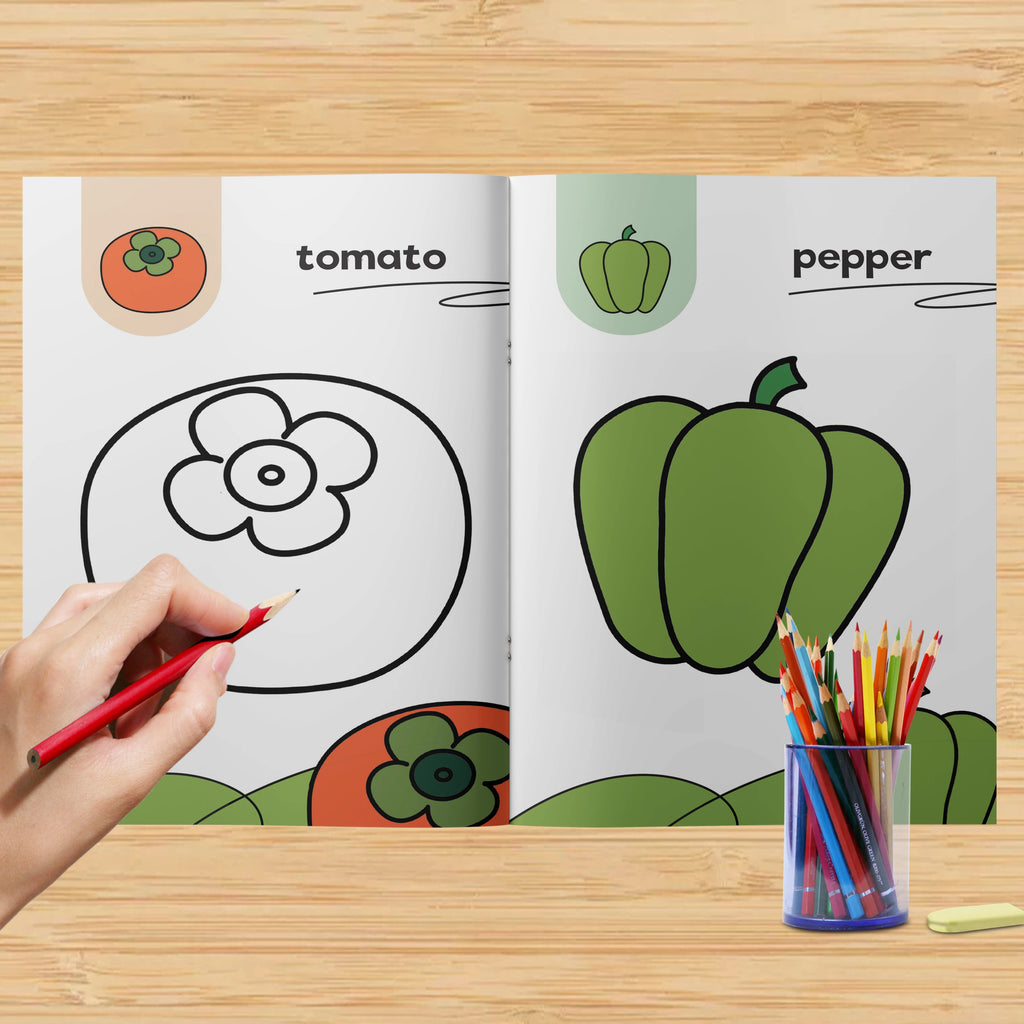 Children's themed coloring book, simple sketch, stress reduction and color matching learning