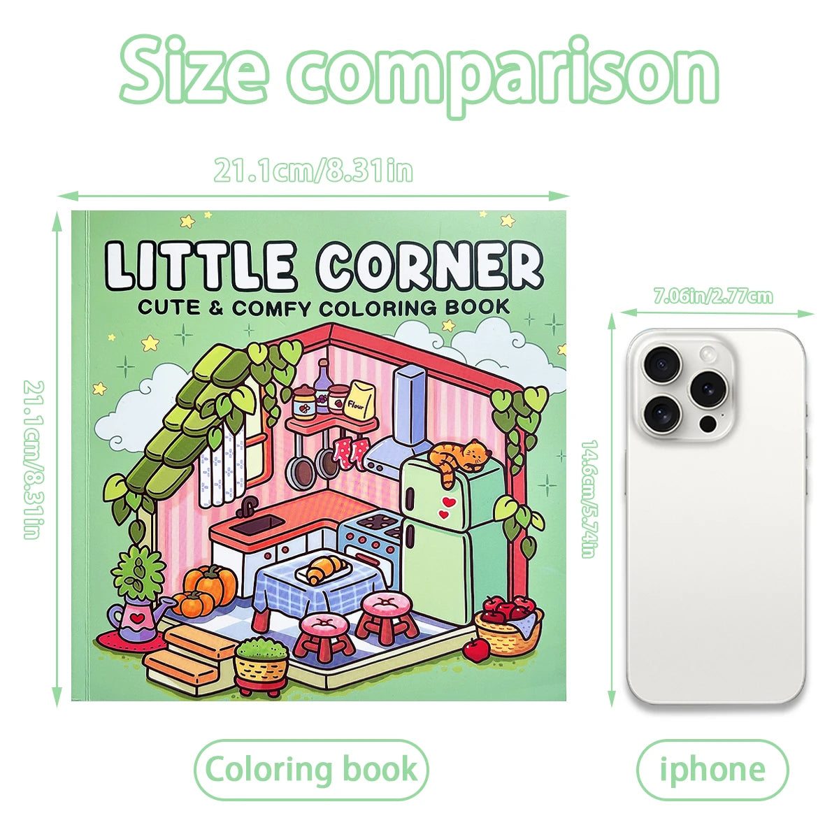 Kids & Adults Cute Coloring Book: Little Corner Theme, Cozy Home/Shop Drawings, Relaxing Art Therapy Book