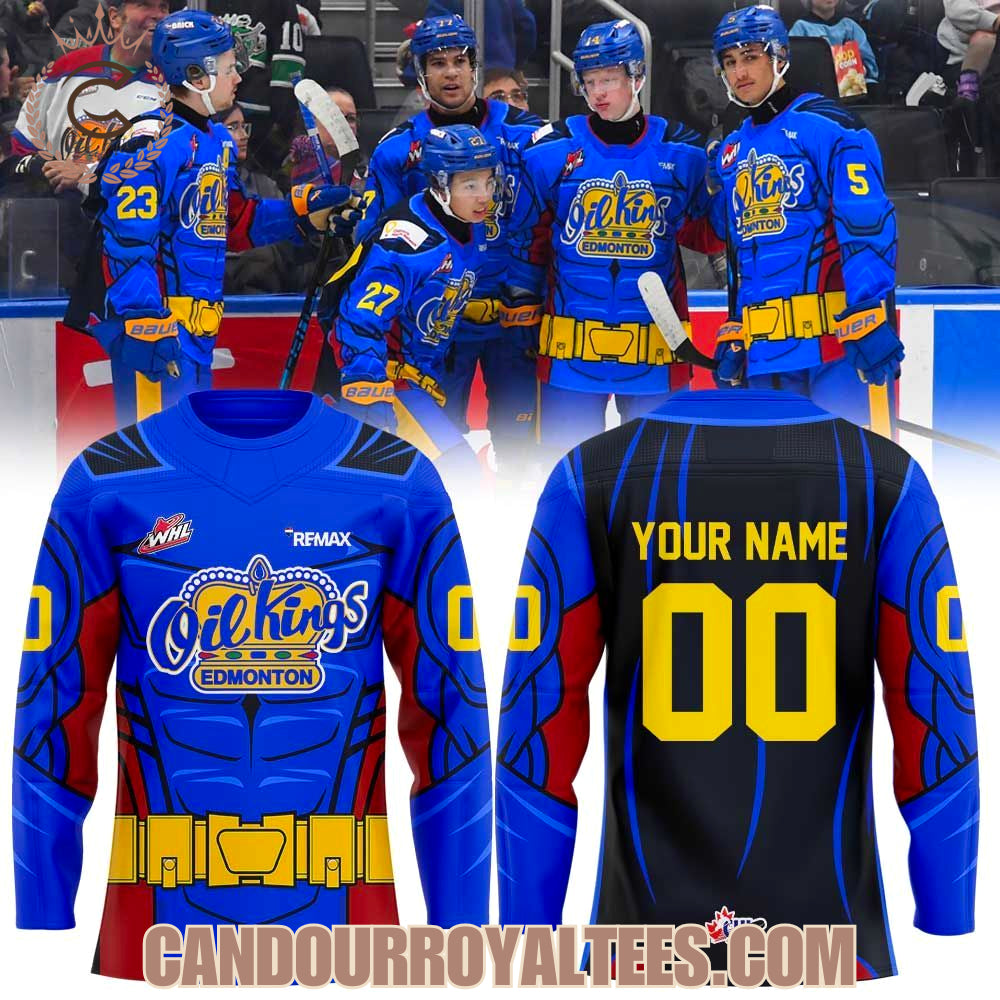 Edmonton Oil Kings Oil Kings Superhero Uniform Hockey Jersey