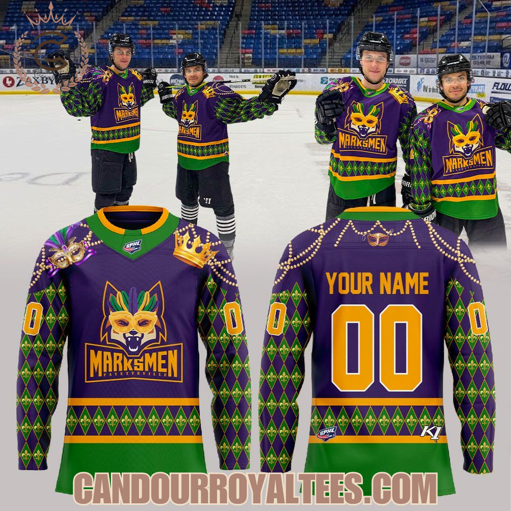 Fayetteville Marksmen Mardi Gras Drip Has Entered The Chat Hockey Jersey