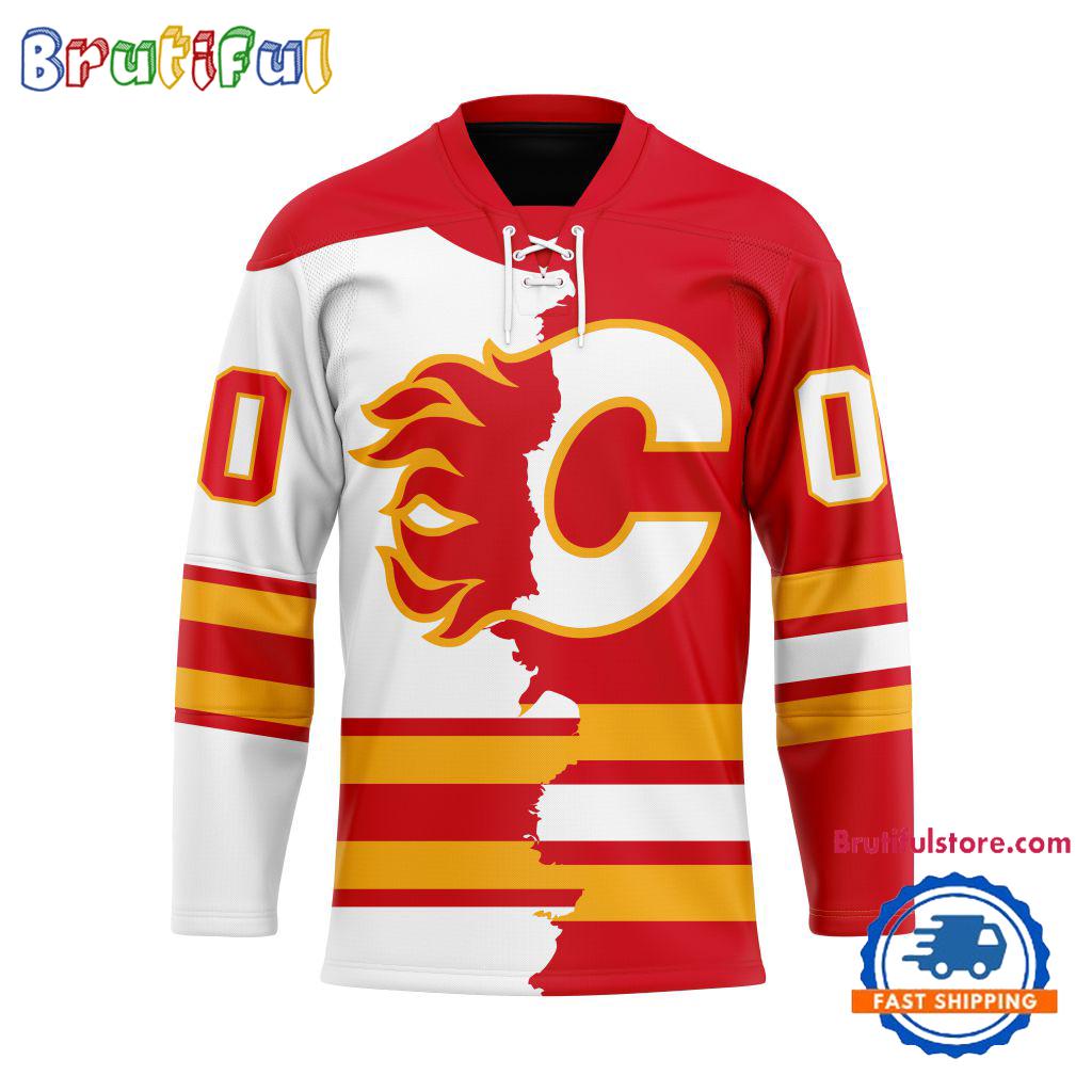 NHL Calgary Flames Home Mix Away New Design Hockey Jersey