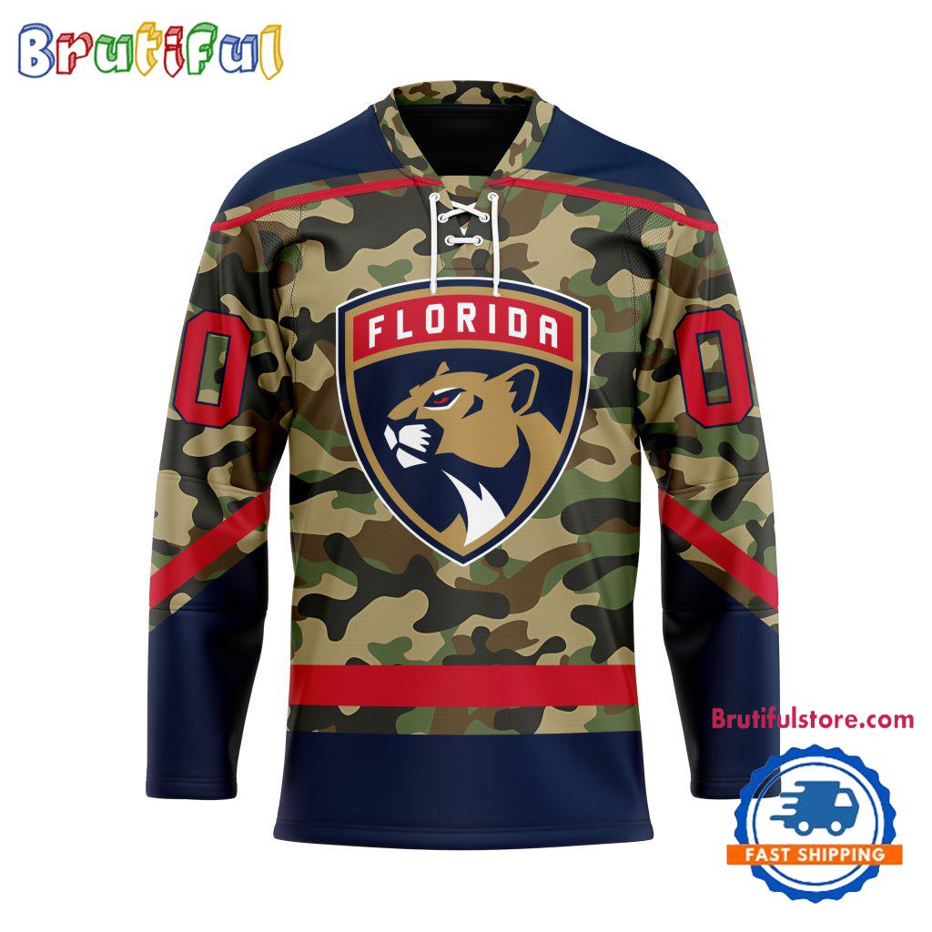NHL Florida Panthers Camo Veterans Custom Hockey Jersey