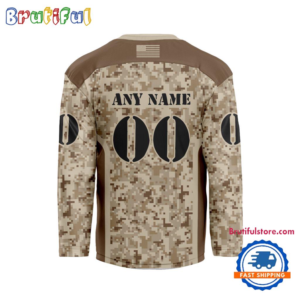 NHL Nashville Predators Special Veterans Military Desert Camouflage Design Hockey Jersey