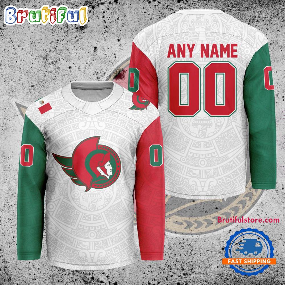 NHL Ottawa Senators Personalized Mexican Heritage Hockey Jersey